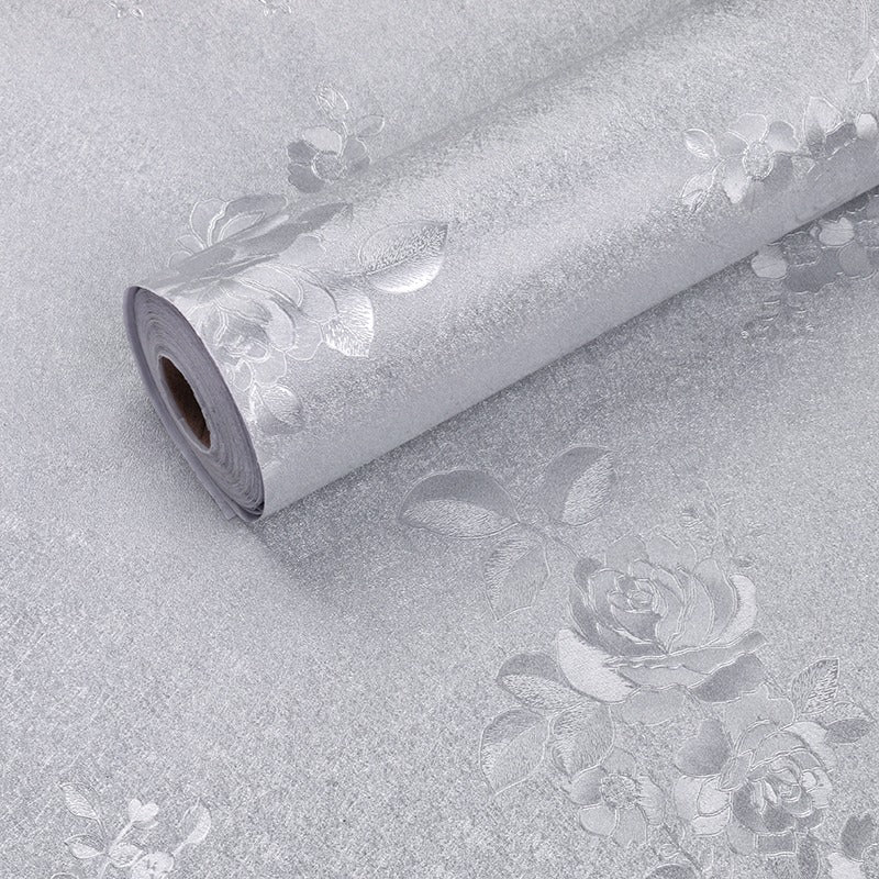 Grey Embossed Floral Wallpaper
