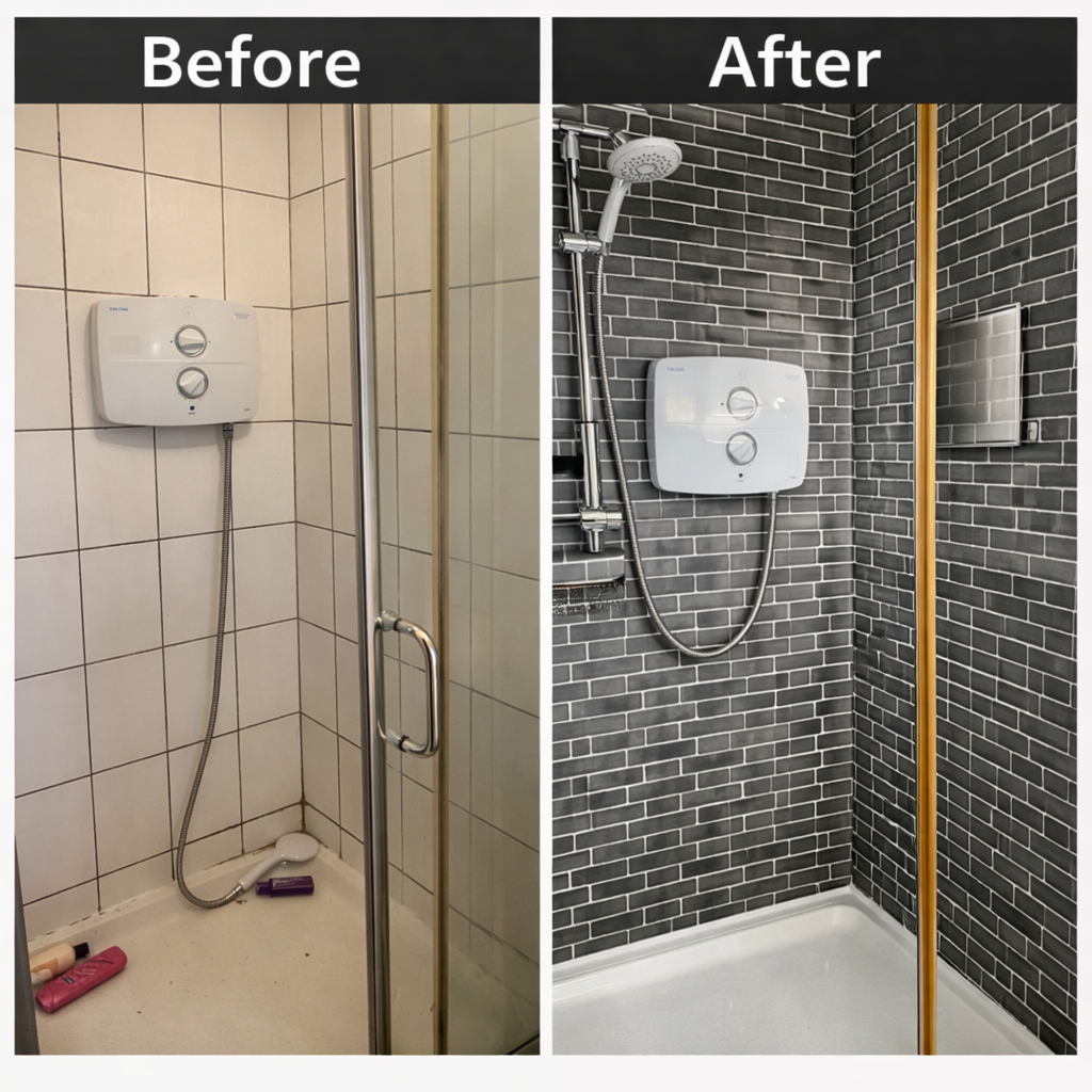 Grey Tile Shower Rolls - Budget Interiors