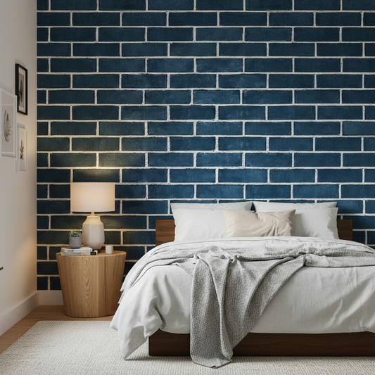 Navy Brick Wallpaper Self adhesive roll