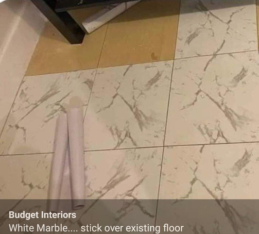 White / Grey Matt Marble Roll over Existing Tiles