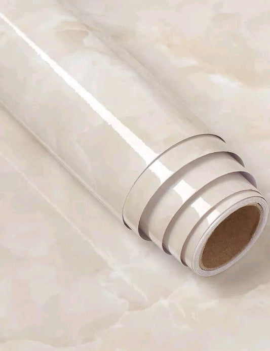 CREAM Self Adhesive Kitchen Worktop Covering Vinyl Wrap Cupboard Door / Countertops Marble Stickers