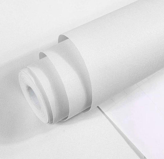 White luxurious thicker white roll of fabric or material from Budget Interiors, shown rolled out in the image.